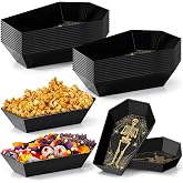 Honeydak 24 Pcs Halloween Candy Bowl, Plastic Coffin Shaped Serving Trays | Black Spooky Candy Dishes, Reusable Stackable Serving Dishes for Halloween Trick or Treat Party Food Charcuterie Supplies