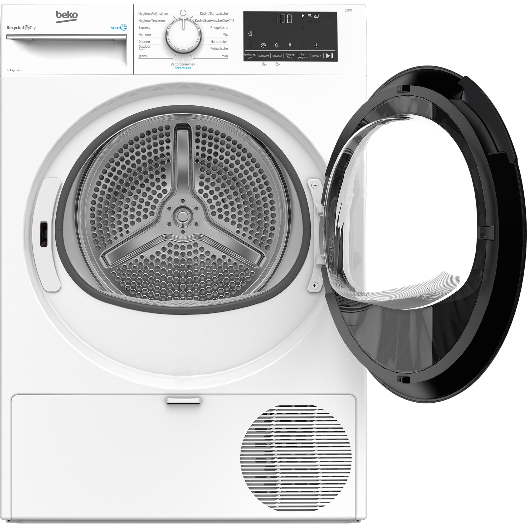 Beko B3T41239 Wäschetrockner 7KG, Frontlader Wärmepumpentrockner, Allergikergeeignet, 15 Programme, Dampffunktion, Extra schlank (54,3cm tief), Multifunktionsdisplay, Schontrommel, Weiß 2