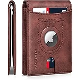 RUNBOX AirTag-Wallet-Mens-Slim-RFID Blocking Wallets Leather with Bill Compartment Air Tag Bifold Card Holder Wallet Gifts for Men Dad