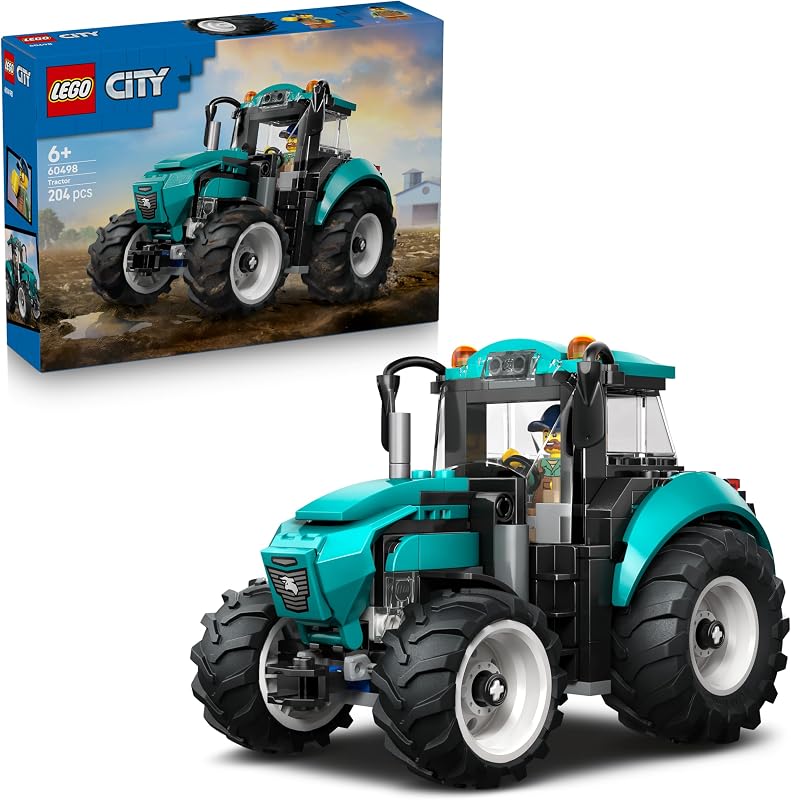 City Traktor - Spielzeug Bauernhof Fahrzeug Modellbau mit Bauern Minifigur - Geburtstagsgeschenk für Jungen ab 6 Jahren und Technikfans - 60498