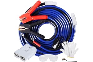 SAFEMATE 0 Gauge 30 Feet Jumper Cables Heavy Duty, 1000 Amp Quick Connect Plugs for Truck with Carry Bag