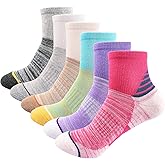 J.WMEET Women's Athletic Ankle Socks Quarter Cushioned Running Socks Hiking Performance Sport Cotton Socks 6 Pack