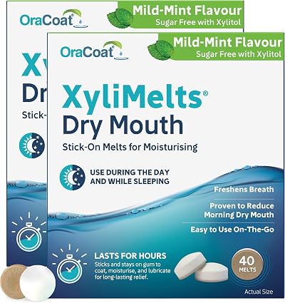 XyliMelts Dry Mouth Relief Discs Mild Mint 80 Count Pack of 2