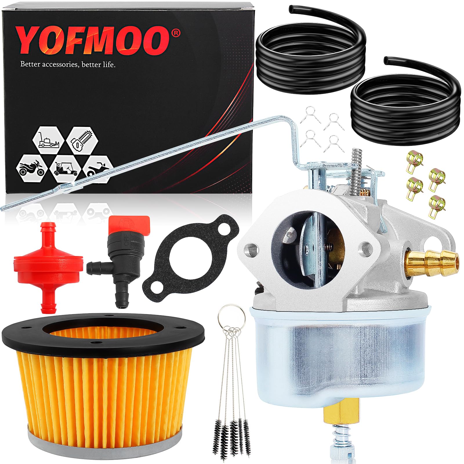 YOFMOO Carburetor Air Filter Kit Compatible for Tecumseh 631068A 631068B 631827 632208 632589 632615 H25-H50 Craftsman Edger 3.5HP Motor Lawnmower Tiller Chipper 13147 520940 056304 1135 1471 1483