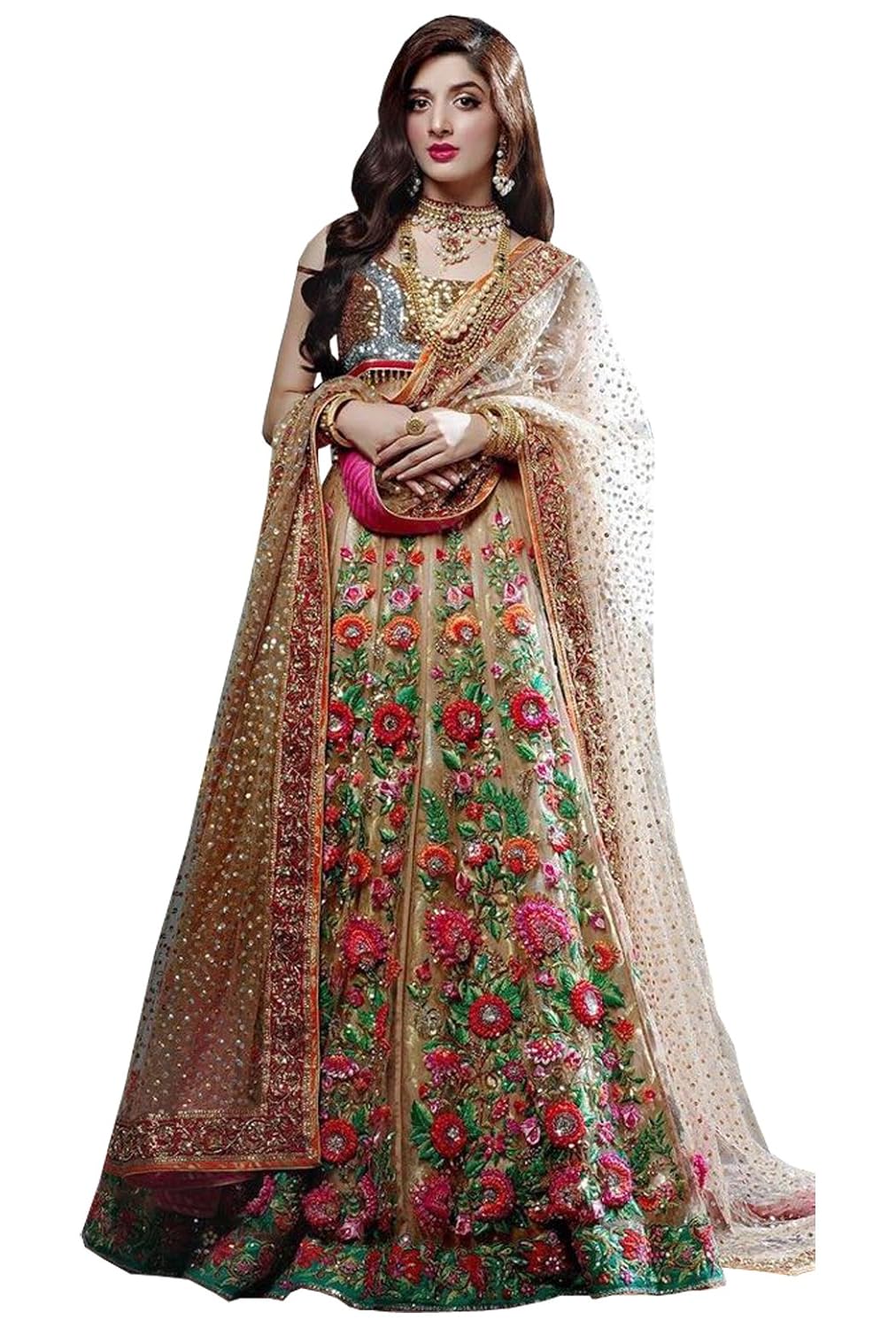 premiier collection women's silk lehanga choli (pi10 _creem_ free size)