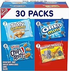 Nabisco Team Favorites Variety Pack, OREO Mini, CHIPS AHOY! Mini, Teddy Grahams Honey & Barnum's Animal Crackers, 30 Snack Pa