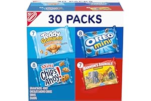 Nabisco Team Favorites Variety Pack, OREO Mini, CHIPS AHOY! Mini, Teddy Grahams Honey & Barnum's Animal Crackers, 30 Snack Pa