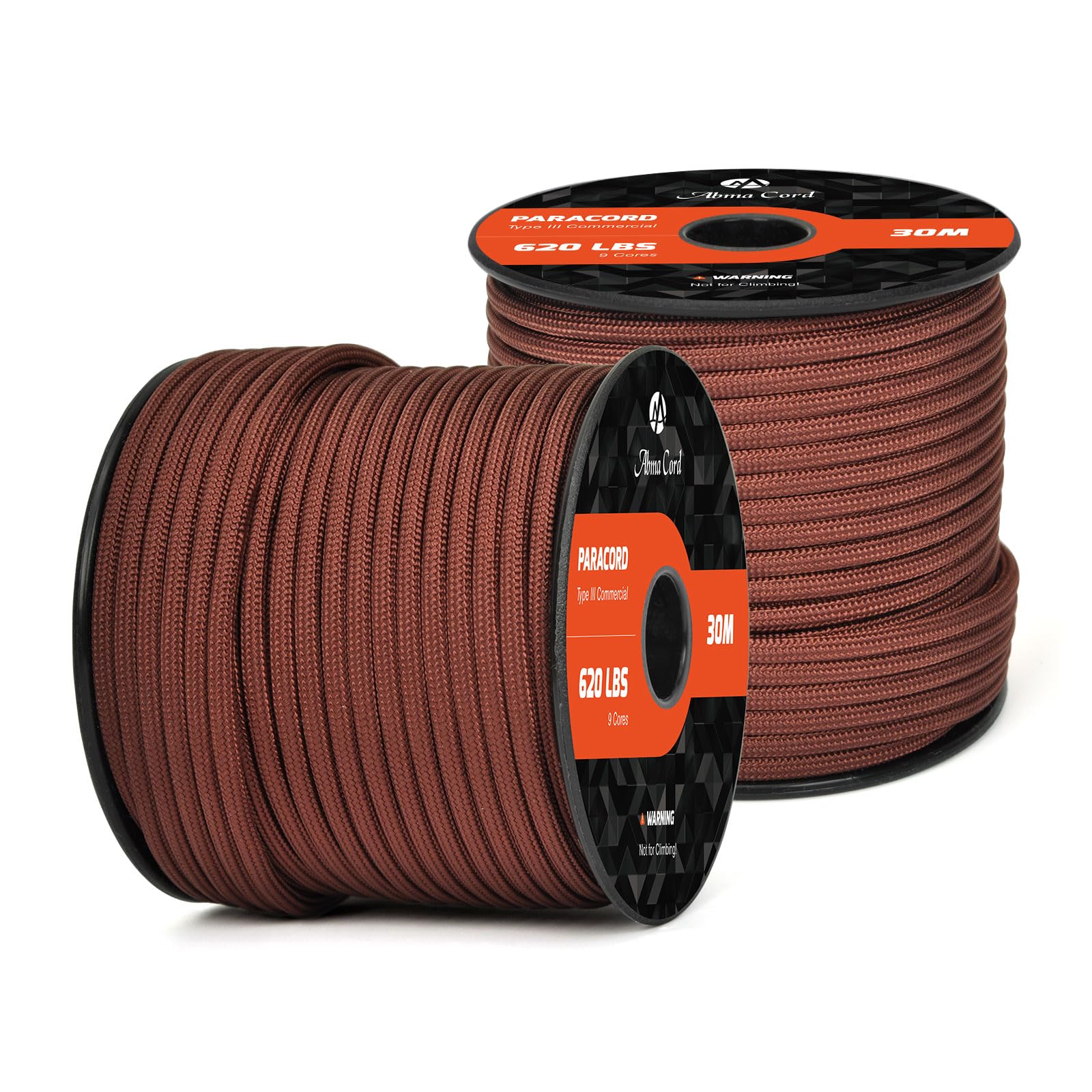 Abma Cord Paracord 620 lbs 4mm 9 Strands 100% Nylon 30M - Chocolate brown