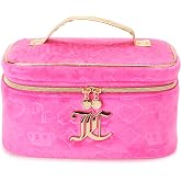 Juicy Couture Hot Pink Makeup Bag, Velour Train Case, Heart Crown | Cosmetics Organizer Travel Essentials, Top Handle