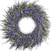 26'' Large Eucalyptus and Lavender Wreath for Front Door, Porch, Window- Artificial Eucalyptus Leaves with Lavender Wreath for Home, Farmhouse Wall Decor- Spring, Summer, Fall, All Seasons (Purple)