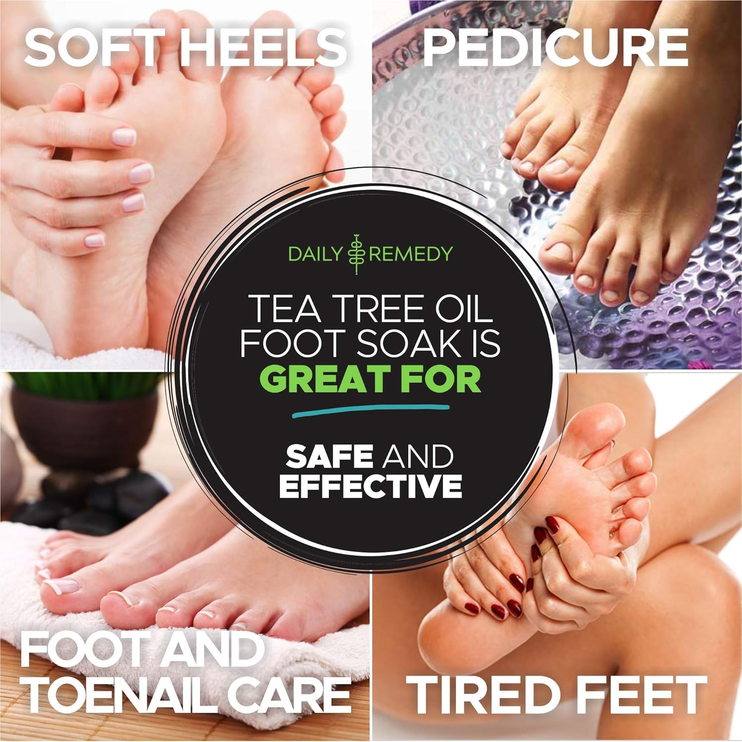 Tea Tree Oil Foot Soak with Epsom Salt - Made in USA - for Toenail Fungus, Athletes Foot, Stubborn Foot Odor Scent, Fungal, Softens Calluses & Soothes Sore Tired Feet: Beauty