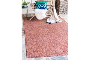 Unique Loom Collection Casual Transitional Solid Heathered Indoor/Outdoor Flatweave Area Rug (5' 3" x 8' Rectangle, Rust Red/Beige)