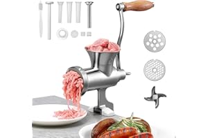 VEVOR Manual Meat Grinder, 304 Stainless Steel Hand Crank Meat Mincer with Steel Table Clamp, Sausage Stuffer with 2 Cutting 