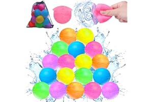 Auksky 18 PCS Reusable Water Balloons for Kids, Water Balloons Quick Fill, Summer Toy Water Toy for Boys and Girls, Pool Beach Toys for Kids ages 3-12, Self Sealing Water Splash Ball with Mesh Bag