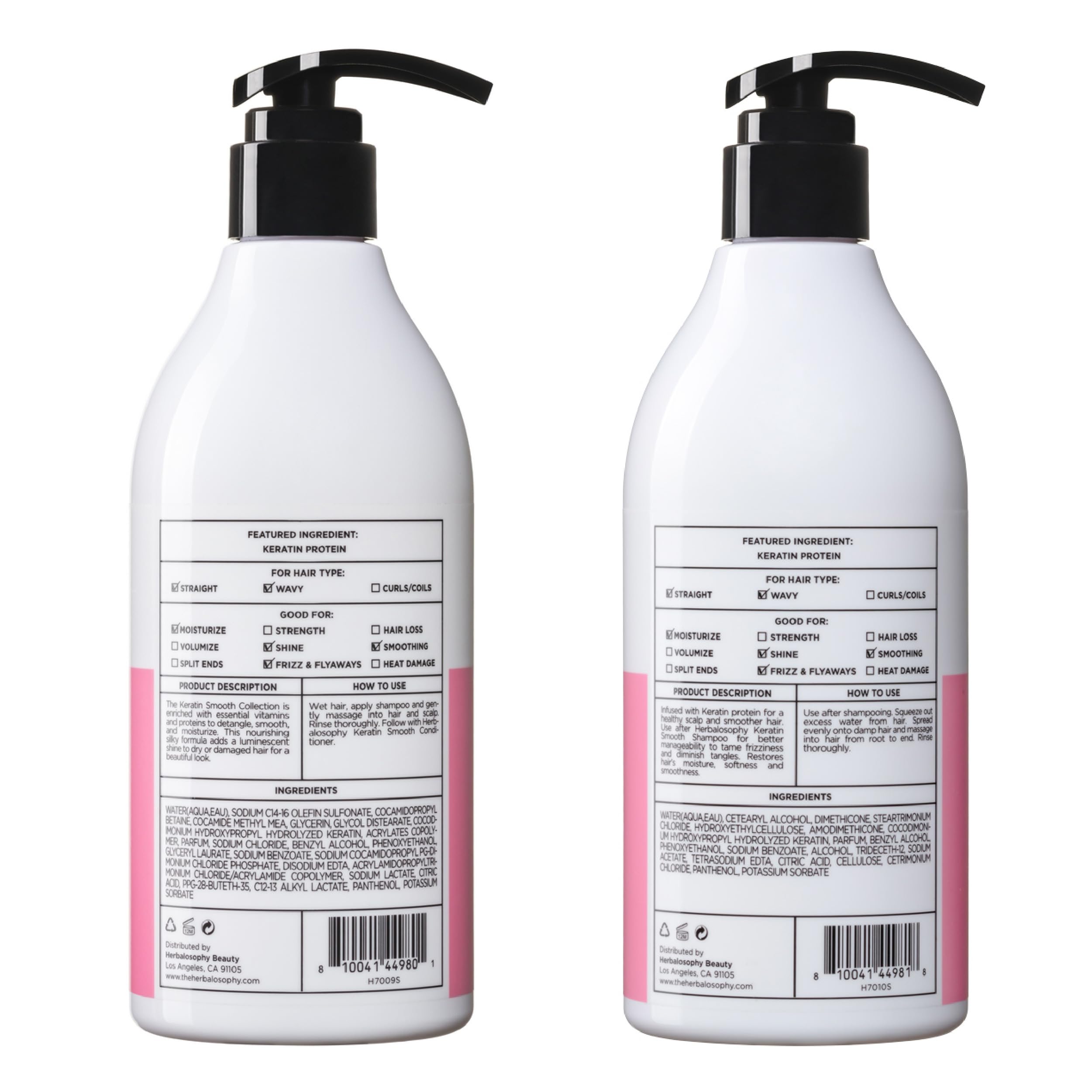 Herbalosophy Keratin Shampoo & Conditioner Set, Nourishing & Moisturizing Formula for Damaged & Dry Hair, Highly Hydrate & Repair for Color Treated Hair, Sulfate,Parabens & Gluten Free, 2 x 16.9 Fl Oz