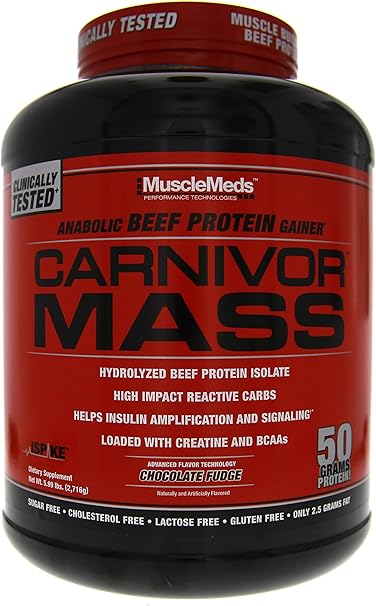Amazon Com Musclemeds Carnivor Mass Chocolate Fudge 5 99 Lbs Health Personal Care