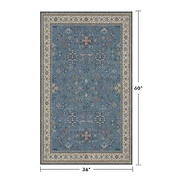 Washable Blue Rugs for Entryway Indoor - 3x5 Throw