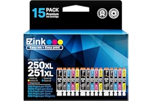 E-Z Ink Compatible Ink Cartridges Replacement for Canon 250 251 XL PGI-250XL CLI-251XL to use with PIXMA MX922 MX920 IX6820 MG5520 MG7520 IP8720 MG6620 MG6320 MG7120 (15 Pack)