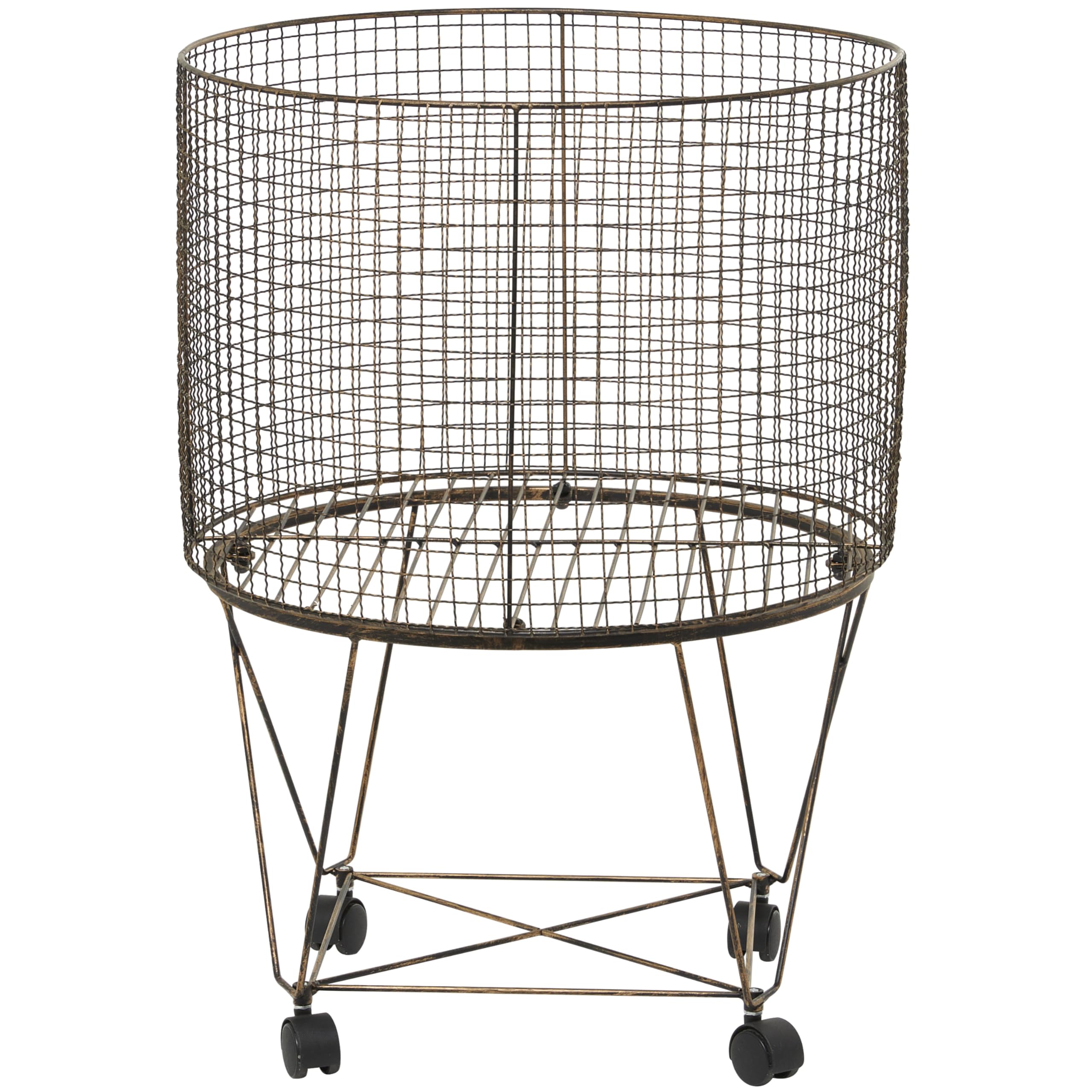 Photo 1 of ***use***Deco 79 Metal Cylinder Storage Cart with Wheels, 20" x 20" x 28", Bronze