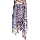 INDIANHANDICRAFT Floral Handmade Handblock Printed 100% Pure Cotton Sarong Pareo for Women, Pefect Beach Cover-up or Wrap, Size - 44 inch X 72 inch Multicolor