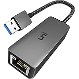 uni Ethernet Adapter, USB 3.0 to 10/100/1000 Gigabit Ethernet LAN Network Adapter, Driver Free RJ45 Internet Adapter Compatib