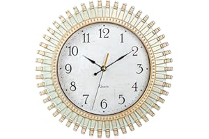 Noamus 12" Retro Wall Clock, Silent Non-Ticking Round Clock, Aqua Battery Operated Quartz Clock, Plastic Vintage Clocks for L