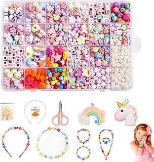 Jiahuade Perlen zum Auffädeln, DIY Perlenschmuck Selber Machen Kinder,DIY Armbänder Set, Bunte Perlen Schmuck Basteln Mädchen Freundschaftsarmbänder Halsketten Schnurset für Mädchen Kinder, 24 Farben