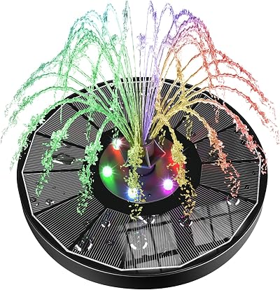 SZMP Solar Water Fountain Glass Panel 3.5W 7 Nozzles 2000mAh Battery Colorful