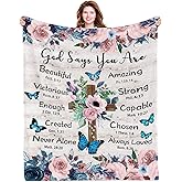 PIUFAM Christian Birthday Gifts Blankets for Women, Christian Gifts for Women, Spiritual Religious Gifts for Daughter, Inspirational Christian Blankets Gift for Chritsmas Thanksgiving 50x60in