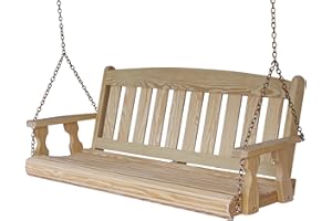 Amish Casual Heavy Duty 800 Lb Mission Treated Porch Swing with Hanging Chains (5 Foot, Unfinished)