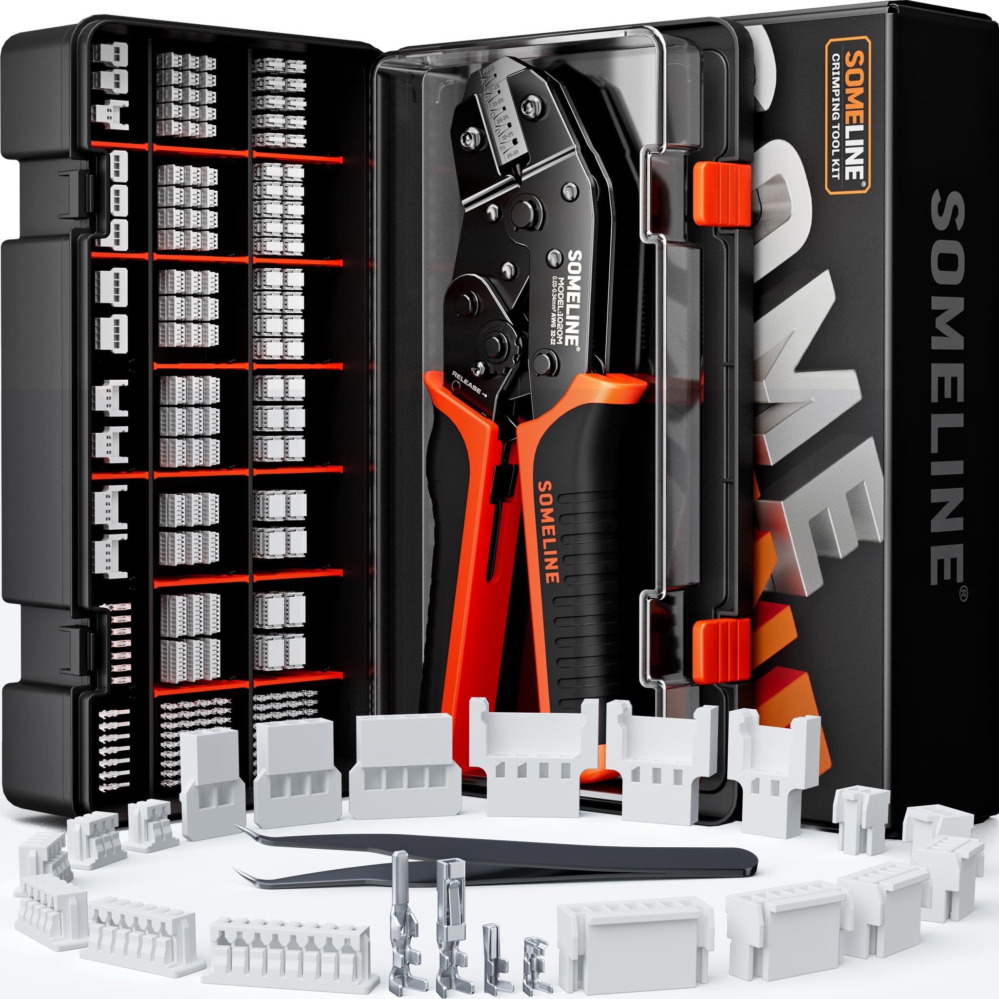 Photo 1 of SOMELINE Connector Kit 1.25–2.0 mm Pitch, 32–22 AWG Wire Crimping Tool, Includes 22 Connector Types, Compatible with Molex PicoBlade 1.25 mm, Molex 2.0 mm, and JST GH 1.25 mm Connectors
