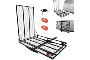ERGOMASTER Hitch Cargo Carrier with Ramp, 49 '' x 28'' Folding Hitch Mount Mobility Scooter Wheelchair Carrier (Fully Foldabl
