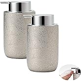 GIRLUFO 2pcs Foaming Soap Dispenser Set,12oz Bathroom Foam Dispenser with Pump,Foaming Hand Soap Bottle for Countertop,Luxury Dish Soap Dispenser Set(Silver&Ceramic)
