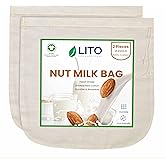 Nut Milk Bags| Cheesecloth Bags Natural| Cloth Bags for Almond Milk Oat Milk & Multi Purpose Strainer|Tea Yogurt Juice Wine S