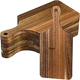 Didaey 6 Pcs Cutting Board Bulk Kitchen Thicken Chopping Platter with Handles Wooden Charcuterie Serving Trays Blank Wood Boards for Engraving Wedding Housewarming(Acacia Wood,11 x 5 Inch)