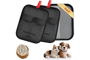 Aiwojiujiu 2 Pcs Pet Hair Removal Glove - Upgraded Electrostatic Pet Hair Remover Gloves for Cats & Dogs, Reusable & Washable Magic Brush Pet Hair Removal Tool (Black, L)
