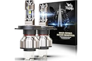 RENO H4 Bulb, H4 9003 Fog Bulbs 6500K White Fanless In Line HB2 9003 H4 Fog Lights 32000LM, Off-Road Use or Fog Plug N Play, Pack of 2