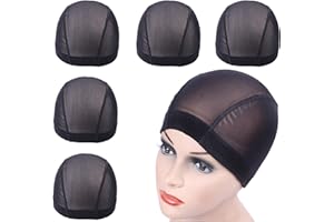 5 Pcs/Lot Black Wig Caps Mesh Caps Hair Net Wig Cap Stretchable Hairnets with Wide Elastic Band for Wig Making (Mesh Cap M)