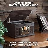 Victrola Classic 6-in-1 Entertainment Center VTA-200B Mahogany Bluetooth view 5