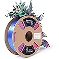 Silk MagicPLA 3D Printer Filament, Tri-Color Coextrusion PLA Filament 1.75mm, Shiny Silk Coextruded PLA, Silk Red-Green-Blue 