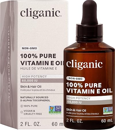 Cliganic Pure Vitamin E Oil 60000 IU Non-GMO Vegan Cruelty-Free 100% Natural