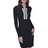 Karl Lagerfeld Womens Long Sleeve High Neck Logo Tape Zip Up Dress