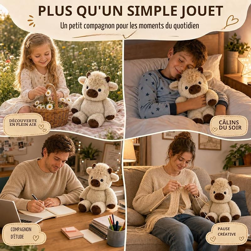Doudou Vache Highland 45 cm – Grande Peluche Douce et Moelleuse — photo 7 sur 8