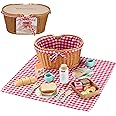 Fisher-Price Wood Pretend Play Toy Picnic Basket, 31-Piece Wooden Food Playset for Preschool Kids Ages 3+ Years