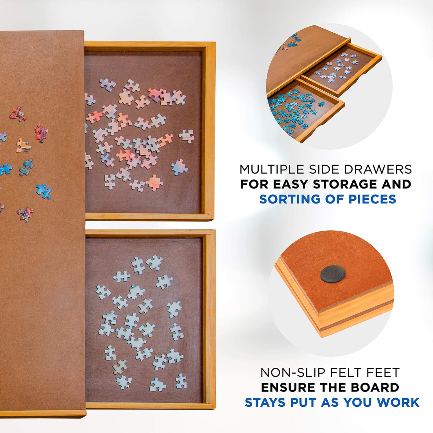 Jumbl Puzzle Board | 27” x 35” Wooden Jigsaw Puzzle Table w/ 6 Storage & Sorting Drawers | Smooth Plateau Fiberboard Work Surface & Reinforced Hardwood | for Games & Puzzles Up to 1,500 Pieces: Toys & Games