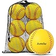 Avesfer Practice Foam Softballs 11 inch with Mesh Bag Soft Oversize Foam Baseballs Safely Training Batting Hitting Ball and Fielding Indoor Outdoor for Kids Teenager Players Pack 6