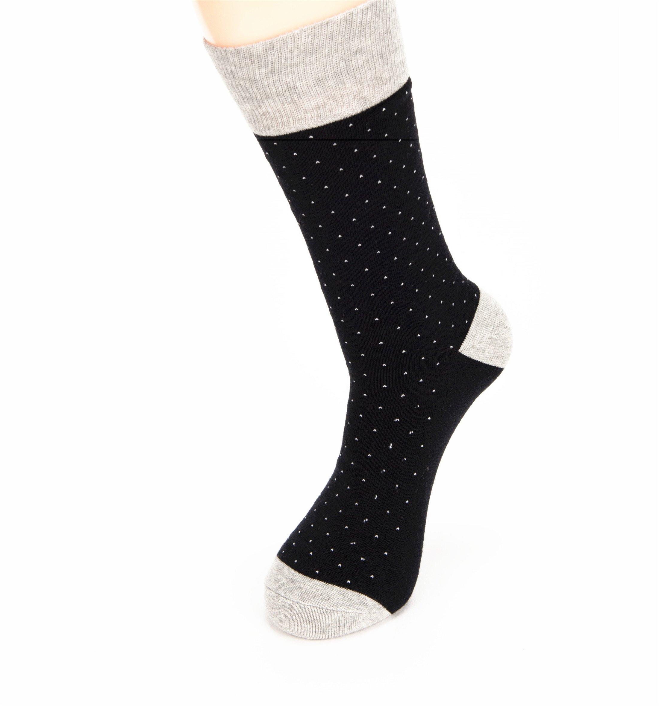 Hapyfost 6 Pack Men’s Socks Dots Crew Dress Socks, 10-13 (BLACK)