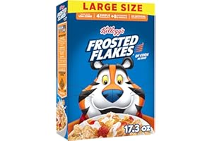 KELLOGG'S Frosted Flakes Breakfast Cereal, 8 Vitamins and Minerals, Kids Snacks, Large Size, Original, 17.3oz Box (1 Box)
