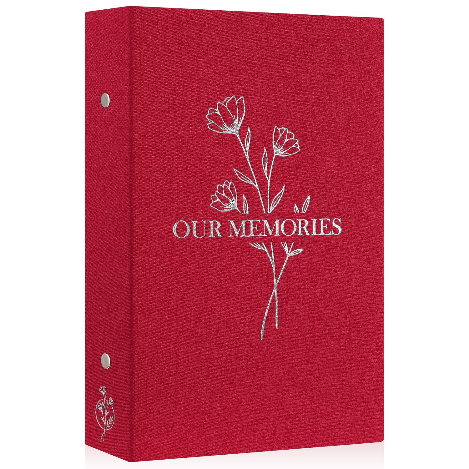 Lanpn Photo Album 6x4 Slip in, OUR MEMORIES Linen 300 Pockets Photo Albums Holds Landscape Only 10x15cm Picture Red