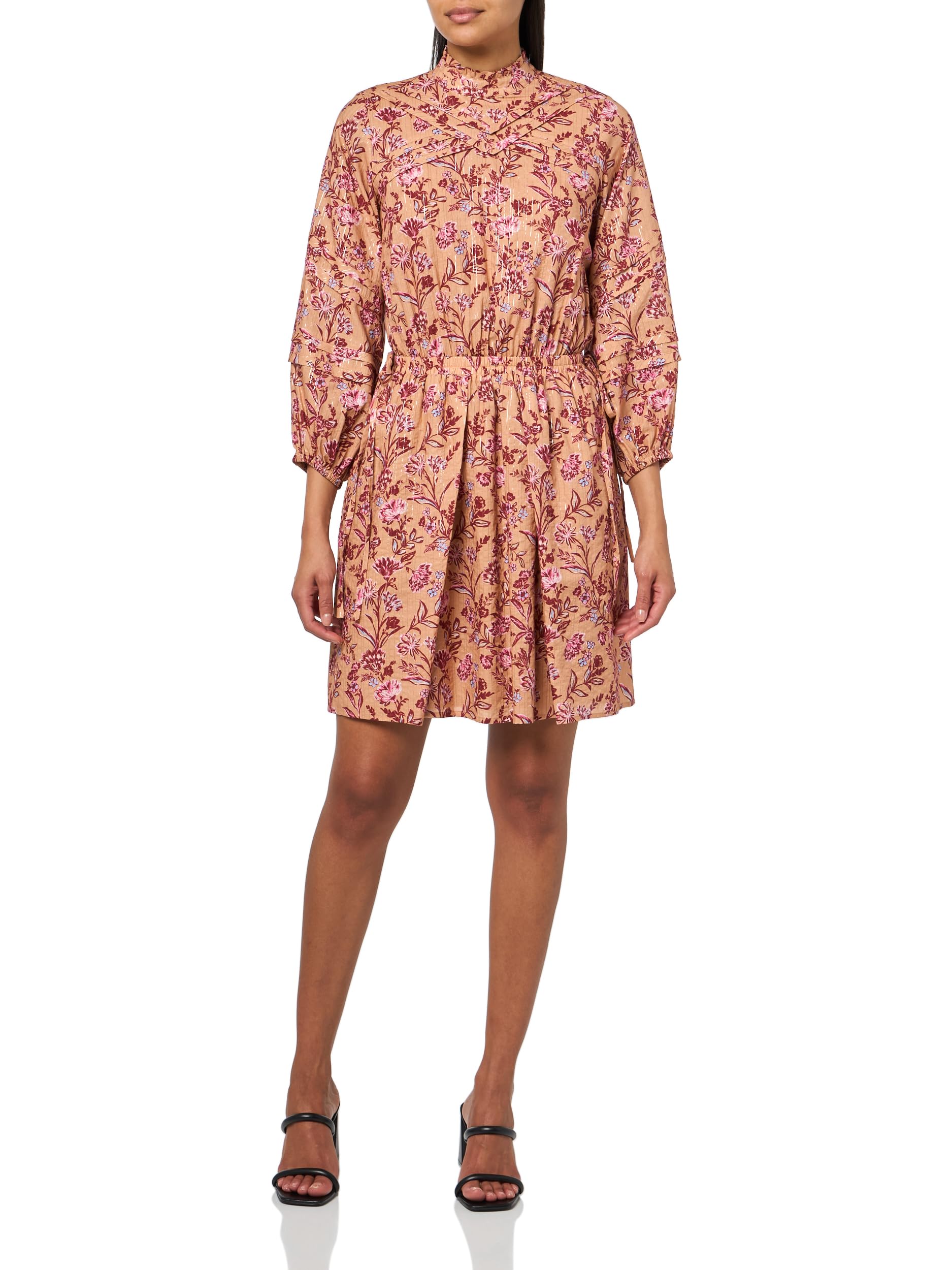 Photo 1 of Derek Lam 10 Crosby Marisol Lurex Stripe Printed Voile MINI Dress, Camel Multi, 0